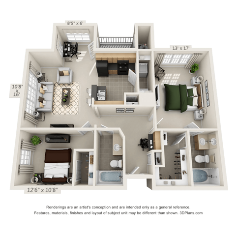 2 bed 2 bath D at Henley at Mirror Lake Apartments, Georgia